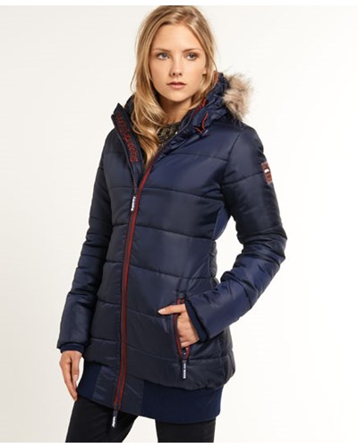 Superdry. Damen Superdry Damen Sports Tall Puffer Jacke Blau 50% reduziert