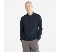 Millers River Langarm-polohemd Aus Pikee In Navy