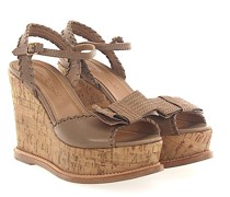 Women Wedge Sandals 592 leather brown loop