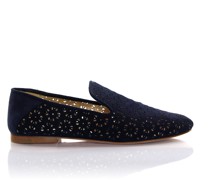 Women Slipper suede perforated navy