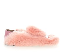 Women Slip On Shoes A77990 rabbit fur Metal buckle