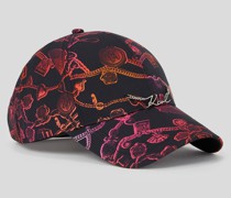 K/signature Kappe mit Kettenprint, Frau, Schwarz