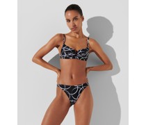 V-bikini-oberteil mit Bügeln und Kreis-print, Frau, Kreis Aop Schwarz/weiß