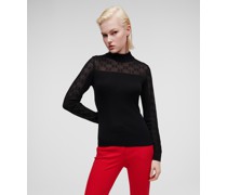 Leichter Kl Monogram-rollkragenpullover, Frau, Schwarz