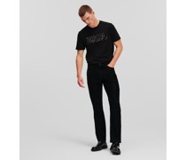 Jeans mit Geradem Bein aus Beflocktem Denim, Mann, Schwarzer Denim