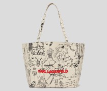 K/archive Stofftasche in Skizzen-optik, Frau, Off White