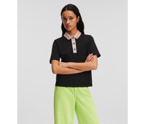Poloshirt aus Bouclé, Frau, Schwarz