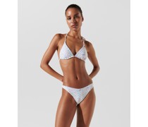 Triangel-bikini-oberteil mit Geometrischem Print, Frau, Geometrisches Muster Weiß