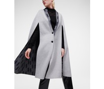 Kl monogram wende-cape, Frau, Hellgrau/kl monogramm