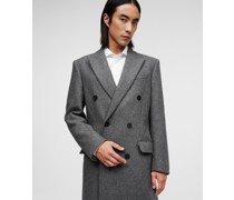 Zweireihiger Mantel Im Couture-stil, Mann, Grau Melang