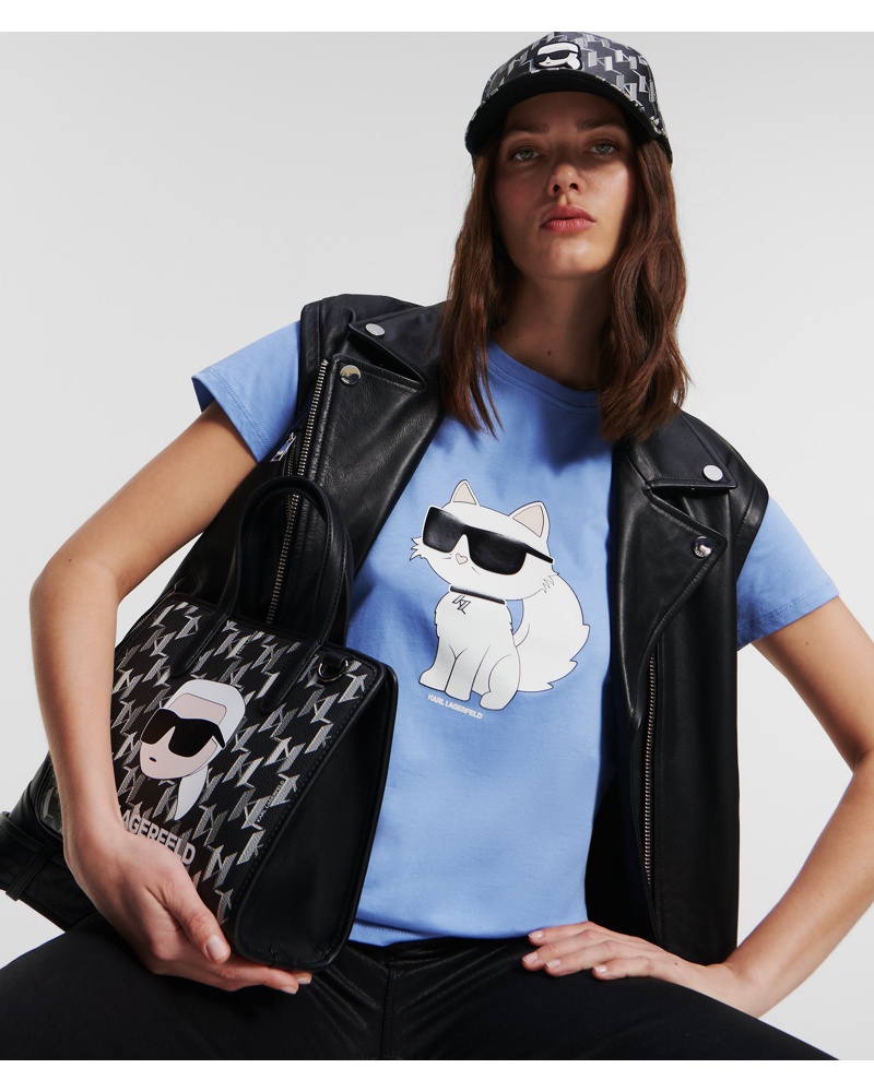 Karl Lagerfeld Damen Karl Ikonik -choupette-t-shirt Frau Blue Bonnet