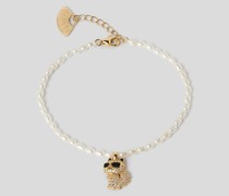 K/ikonik choupette -pavé-armband mit Perlenanhänger, Frau, Gold