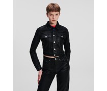 Klj kurze Jeansjacke mit Beschichtung, Frau, Schwarz