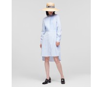 Popeline-hemdkleid mit Nadelstreifen, Frau, Bleu/weiß