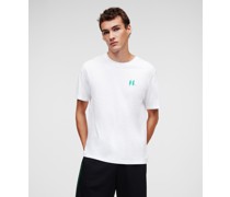 Kl monogram t-shirt aus Leinen-mischgewebe, Mann, Weiss