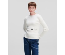 Klj Figurnaher Pullover, Frau, Offwhite