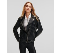 Biker-jacke aus Leder, Frau, Schwarz