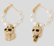 K/ikonik -pavé-kreolen mit Perlen, Frau, Gold