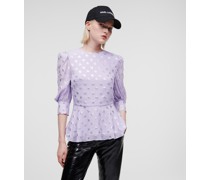 Kl-monogram-bluse in Metallic-optik, Frau, Lavendel