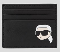 K/ikonik Kartenetui aus Leder, Frau, Schwarz