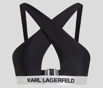 Neckholder-bikini-oberteil mit Karl-logo, Frau, Schwarz