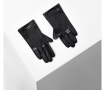 Handschuhe mit Ringverzierung, Frau, Schwarz