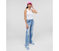 Kl Jeans, Gerade Geschnittene Klj-jeans mit Hohem Bund und Geteiltem Saum, Frau, Visual Acid Mid Blue