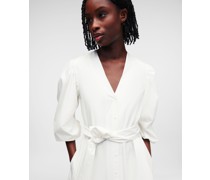 Hemdkleid mit Puffärmelm, Handverlesen Von Hun kim, Frau, Weiss