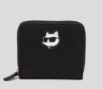 K/ikonik Choupette-portemonnaie aus Nylon mit Reissverschluss, Frau, Schwarz