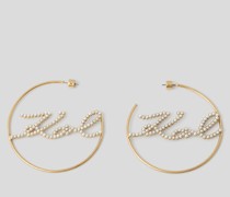 K/signature Grosse Kreolen mit Perlen, Frau, Gold