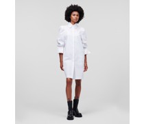 Popeline-kleid mit Puffärmeln, Handverlesen Von Hun Kim, Frau, Weiss