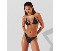 Triangel-bikini-oberteil mit Geometrischem Print, Frau, Geometrisches Schwarzes Muster