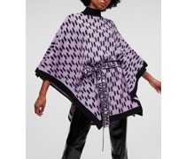 Kl monogram Strick-poncho, Frau, Black/lavendar
