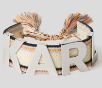 K/letters geflochtenes Armband mit Anhänger, Frau, Cremefarben