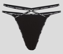 Slip mit Bändern und Mini-logo, Frau, Schwarz