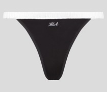 Satin-tanga mit Karl-signatur, Frau, Schwarz