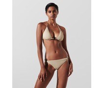 Triangel-bikini-top aus Lurex mit Fächer-anhänger, Frau, Beige/gold