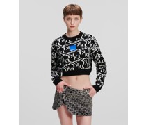 Klj monogram Pullover, Frau, Schwarz Weiss Durchgehender Mehrfarbiger Print