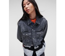 Kl Jeans, Denimjacke mit Klj-paint-logo, Frau, Gewaschenes Grau