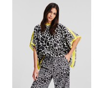 Tunika-hemd aus Seide mit Giraffen-print, Frau, Giraffe Schwarz/weiß
