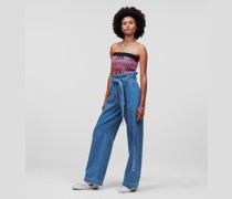 Paperbag-jeans mit Weitem Bein, Frau, Mid Blue