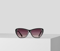 Signatur-sonnenbrille in Katzenaugen-optik, Frau, Schwarz/weiss
