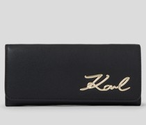 K/signature Portemonnaie mit Klappe Im Kontinentalformat, Frau, Schwarz/gold