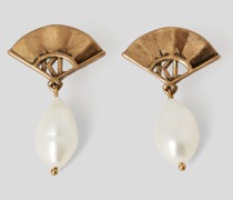 K/archive Ohrringe mit Fächer und Perle, Frau, Gold