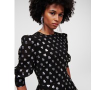 Kl-monogram-bluse in Metallic-optik, Frau, Schwarz