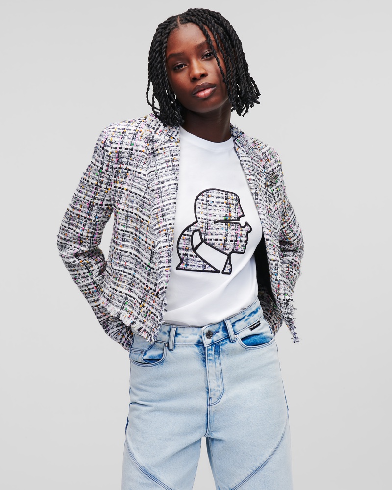 Karl Lagerfeld Damen Sommerjacke aus Bouclé Frau Multi-boucle