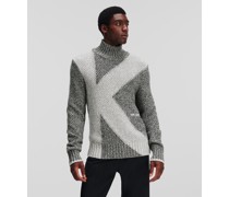 Grobgestrickter Rollkragenpullover, Mann, Grau Melang