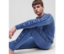 Kl monogram Jacquard-pullover aus Kaschmir, Mann, Blau/marineblau Melange