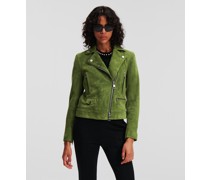 Biker-jacke aus Wildleder, Frau, Pestogrün
