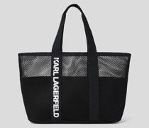 Strand-tote-bag aus Netzmaterial mit Karl-logo, Frau, Schwarz